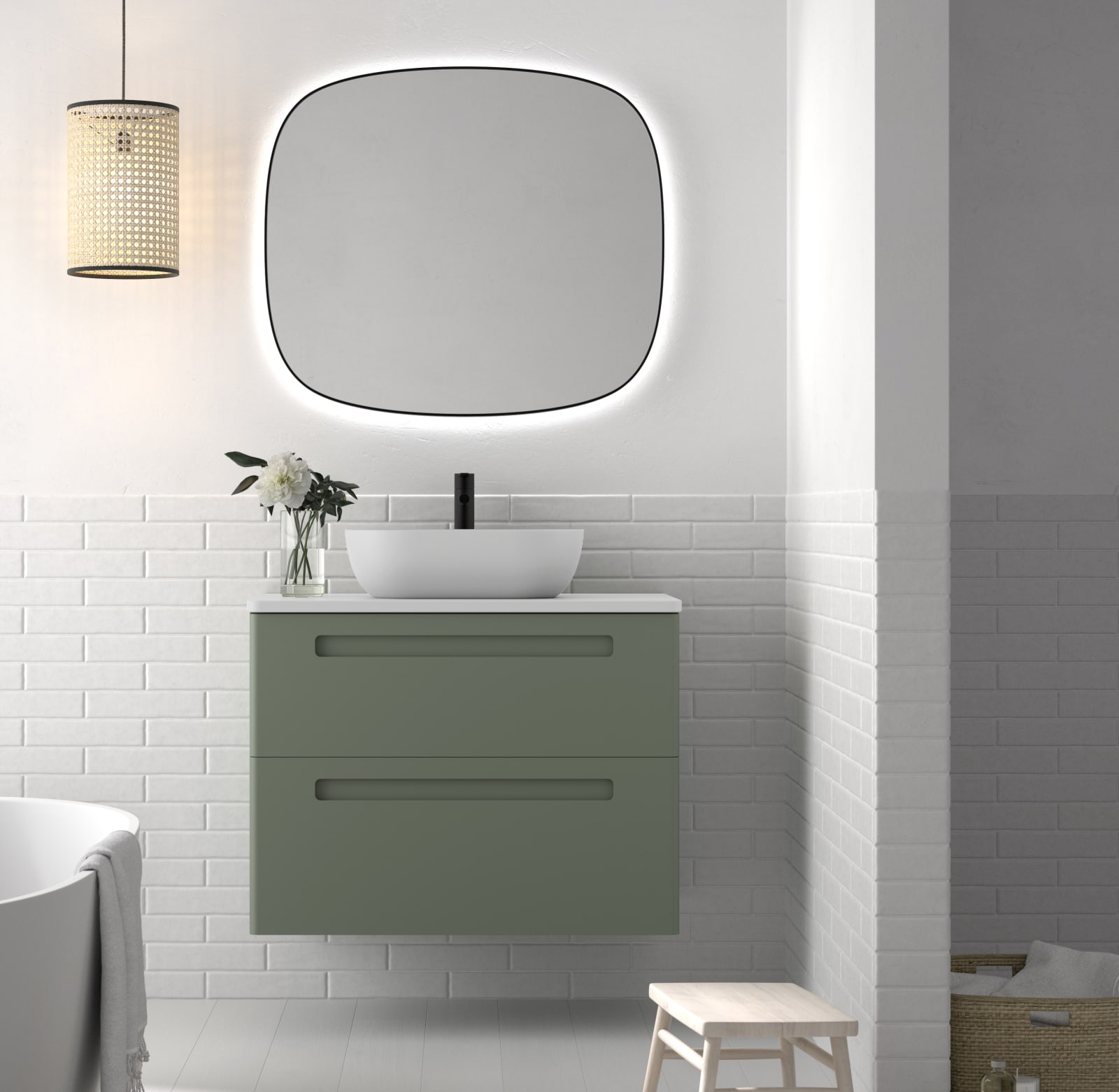 Mueble de baño con encimera de piedra compacta Avila Dos Paris Principal 0