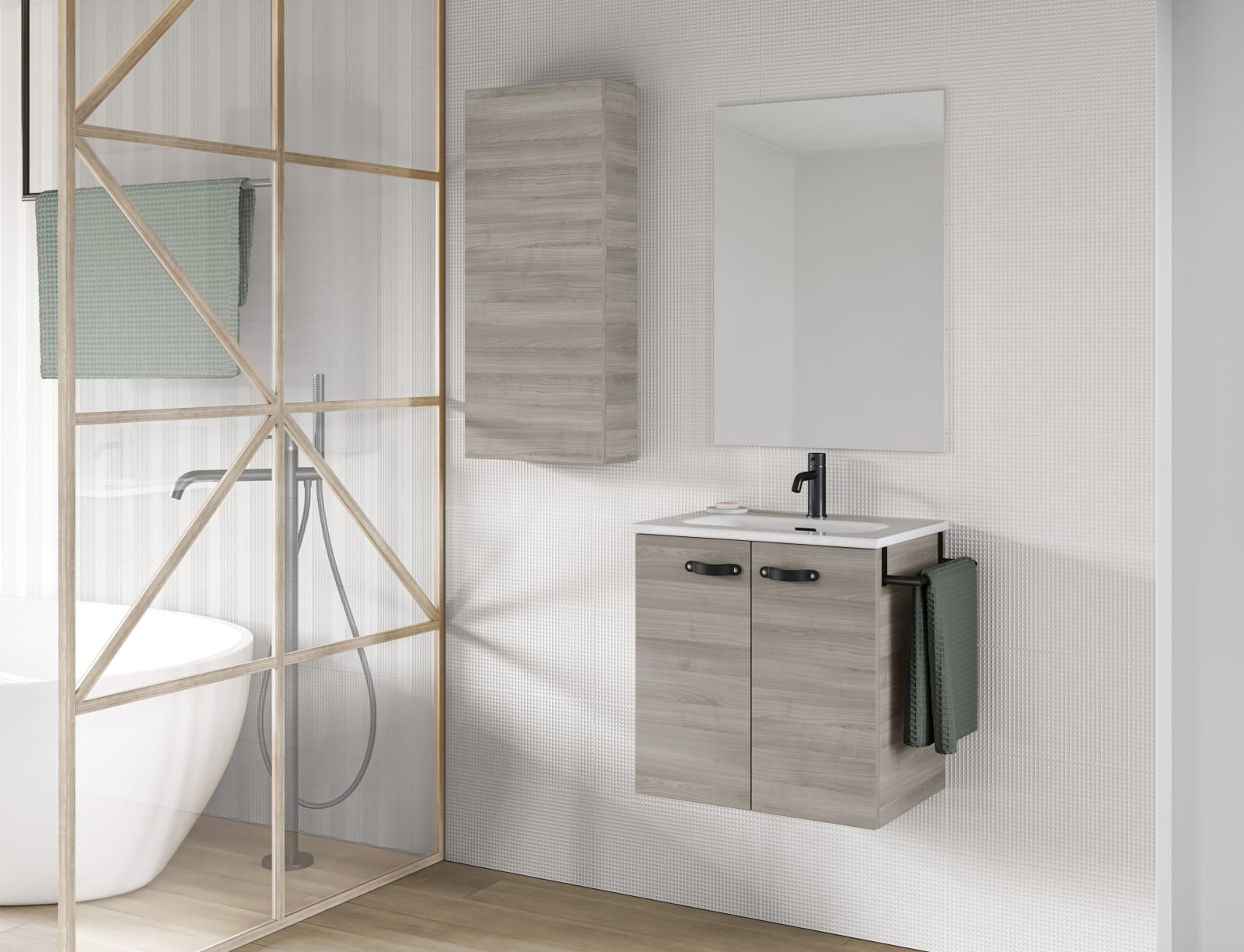 Conjunto completo mueble de baño fondo reducido 35 cm Amizuva Aneko Principal 0