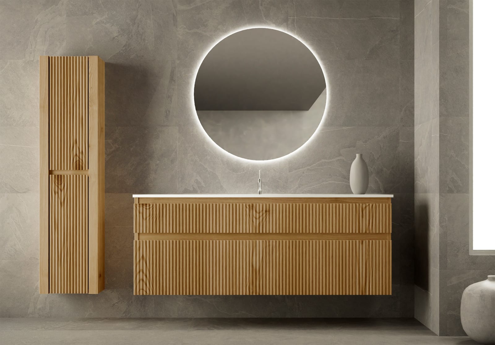 Conjunto de mueble de baño de madera maciza Bruntec Alpes Principal 0