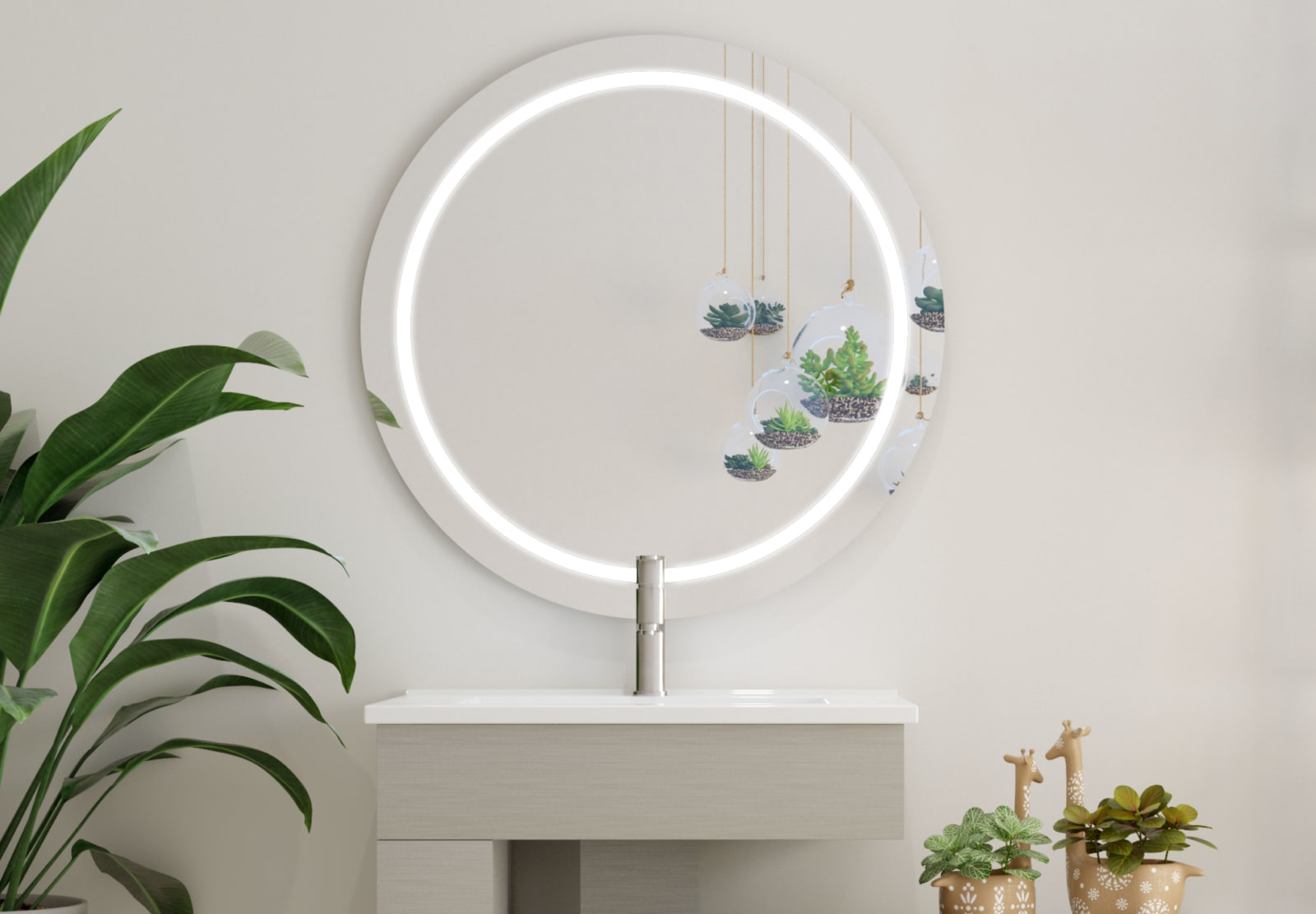 Espejo de baño con luz LED Bruntec Ring Principal 0
