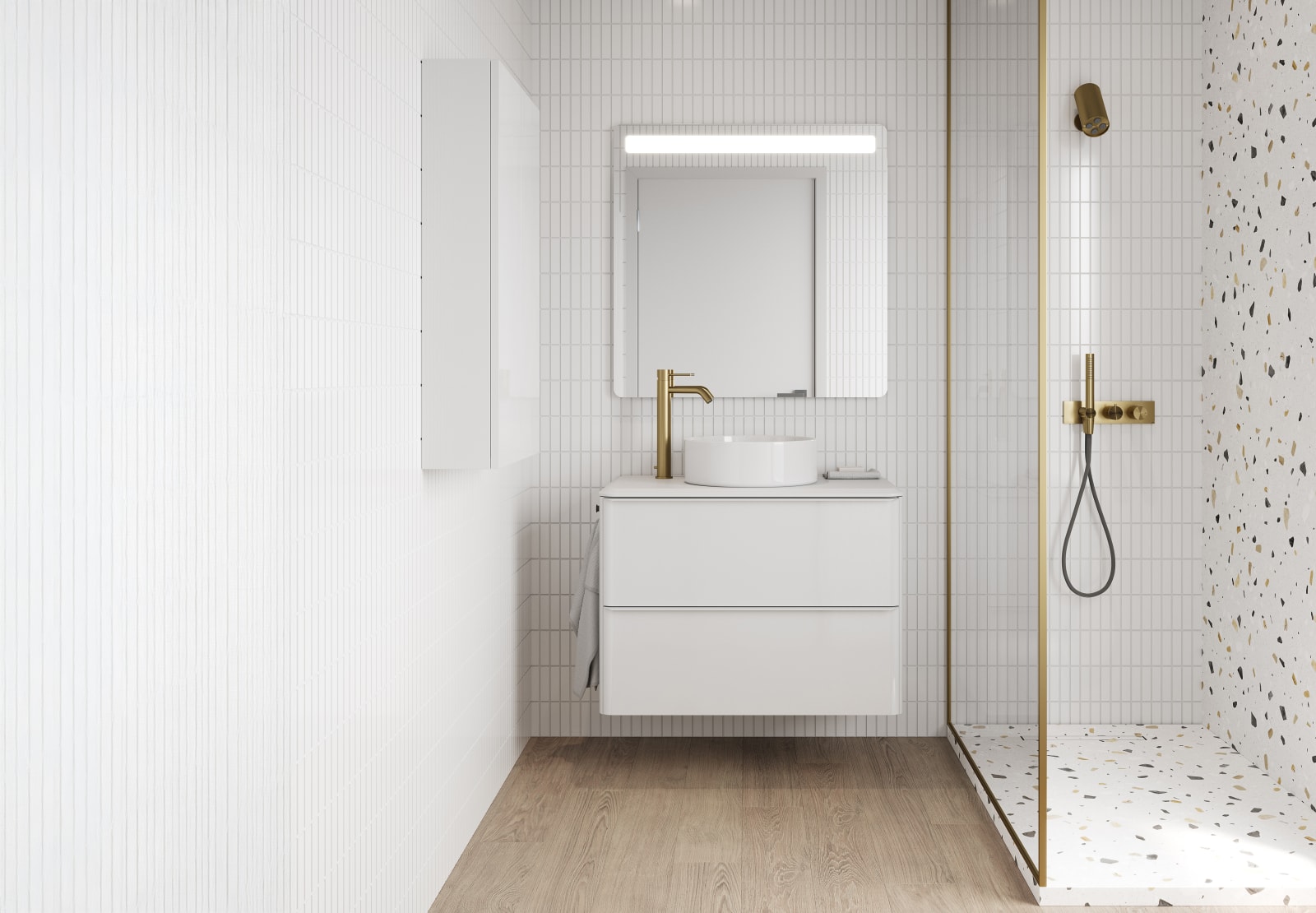 Mueble de baño con encimera blanca de resina Royo Dai Top Principal 0