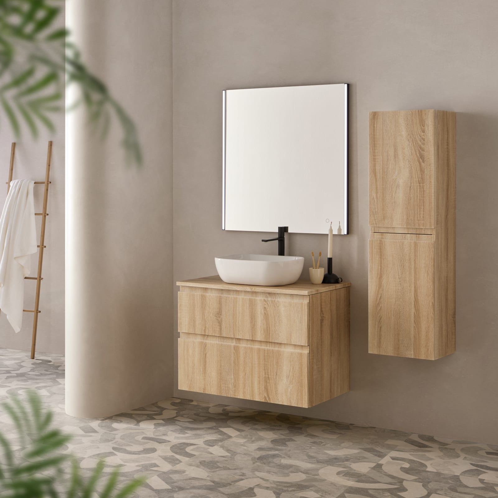 Conjunto mueble de baño con lavabo sobre encimera Sanchis Nice Principal 0