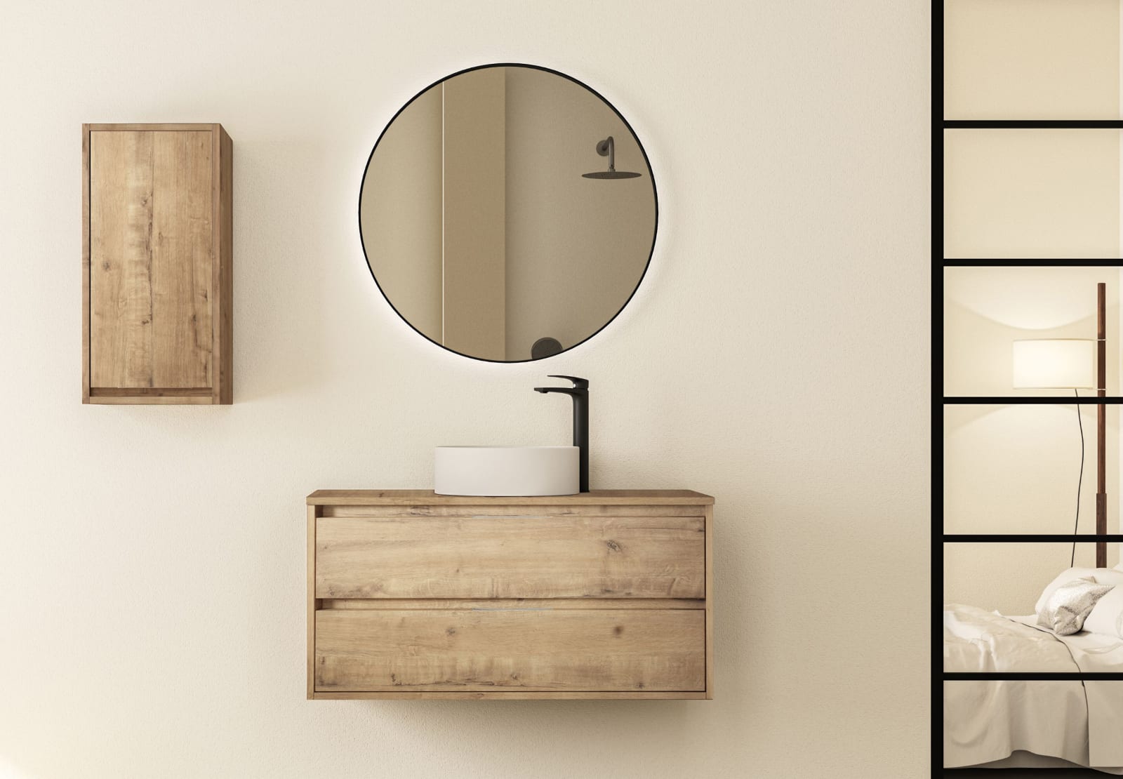 Mueble de baño con encimera de madera Bruntec Boston nórdico Principal 0