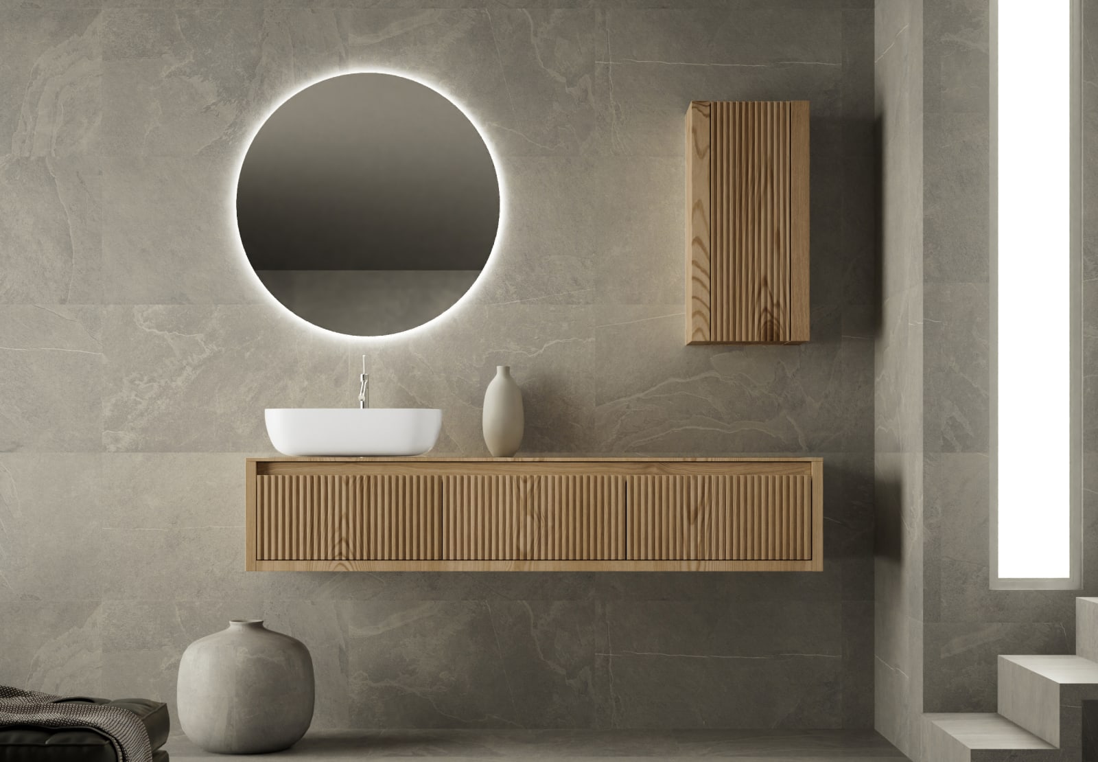 Mueble de baño madera maciza con encimera de madera Bruntec Alpes 20 Principal 0