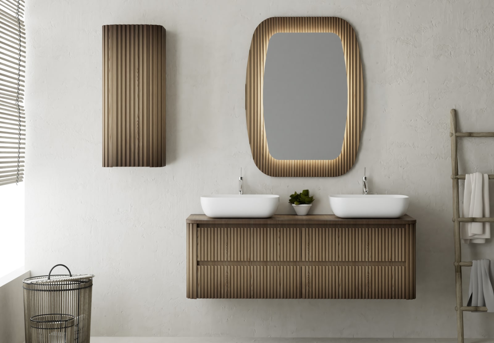 Mueble de baño con encimera de madera maciza Bruntec Baviera Principal 0