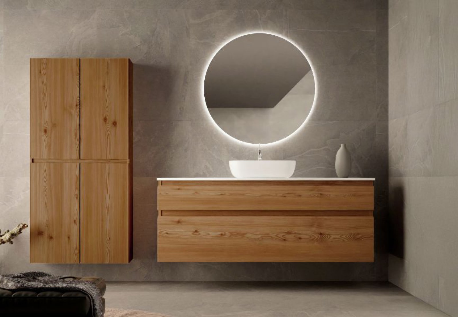 Mueble de baño madera maciza con encimera de solid surface Bruntec Alpes 1 Principal 0