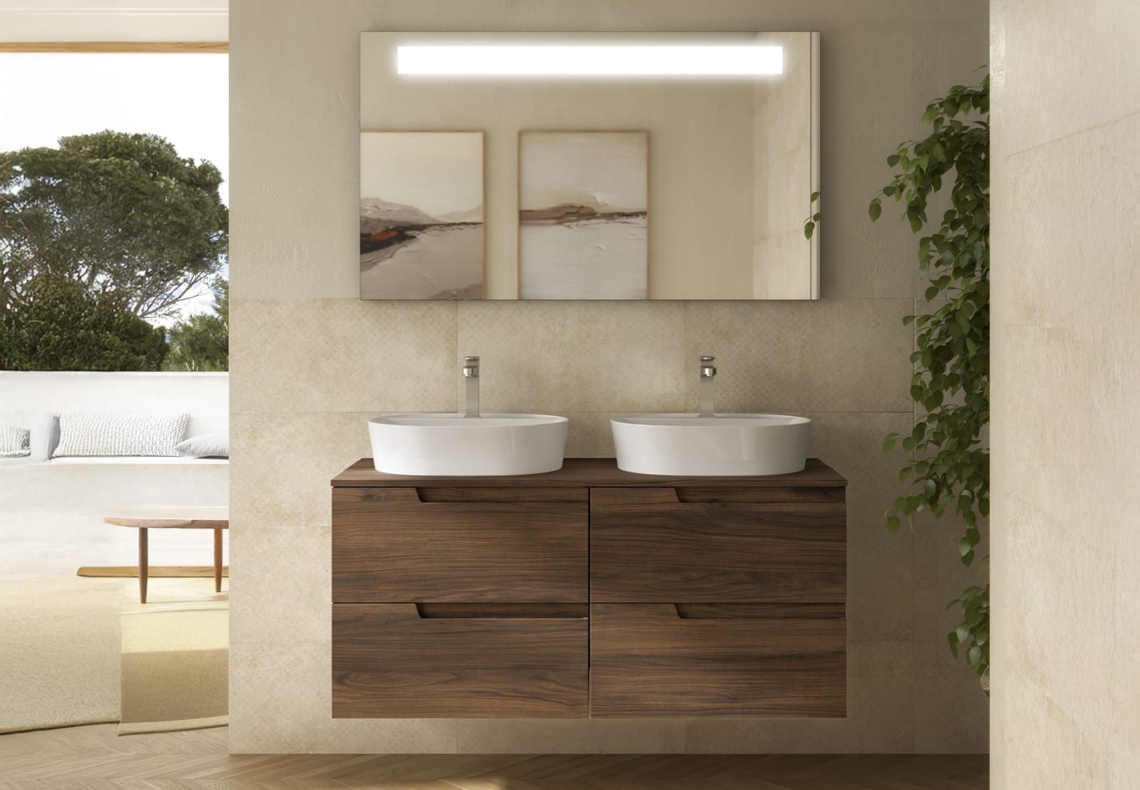 Mueble de baño con encimera del mismo color que le mueble Salgar Vima Principal 0