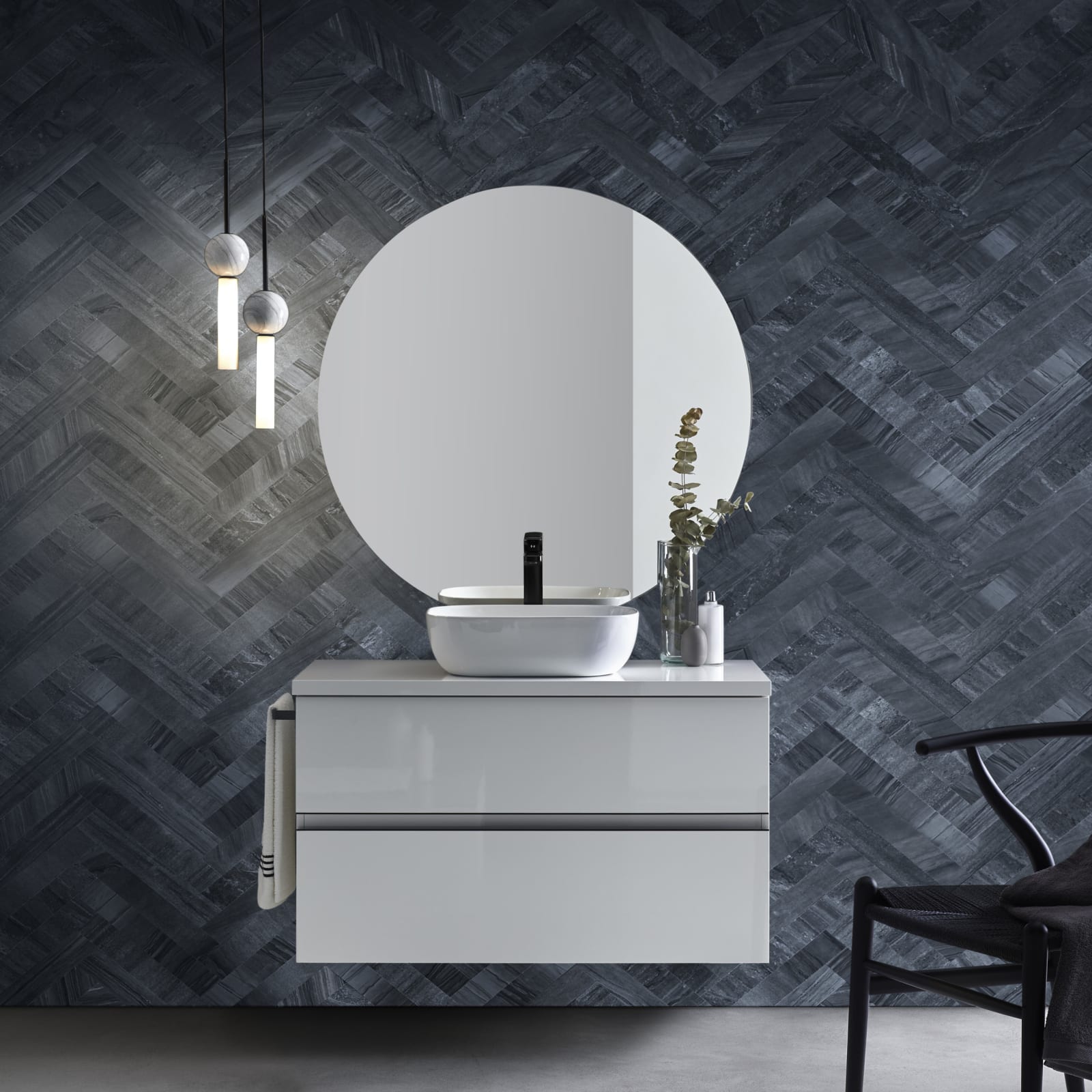 Conjunto mueble de baño con lavabo sobre encimera Sanchis Hana Principal 0