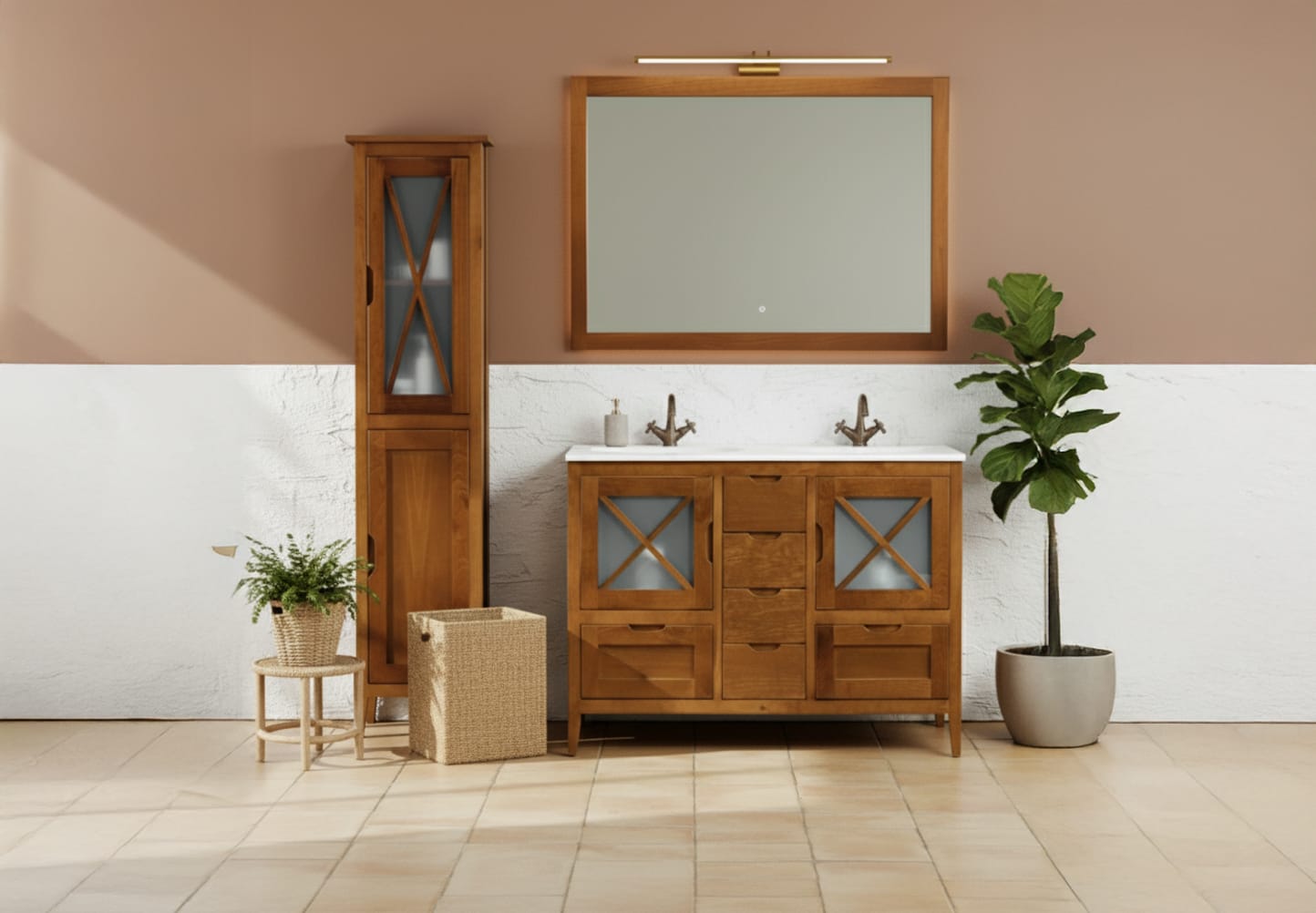 Conjunto mueble de baño rústico Bruntec Kai Principal 0