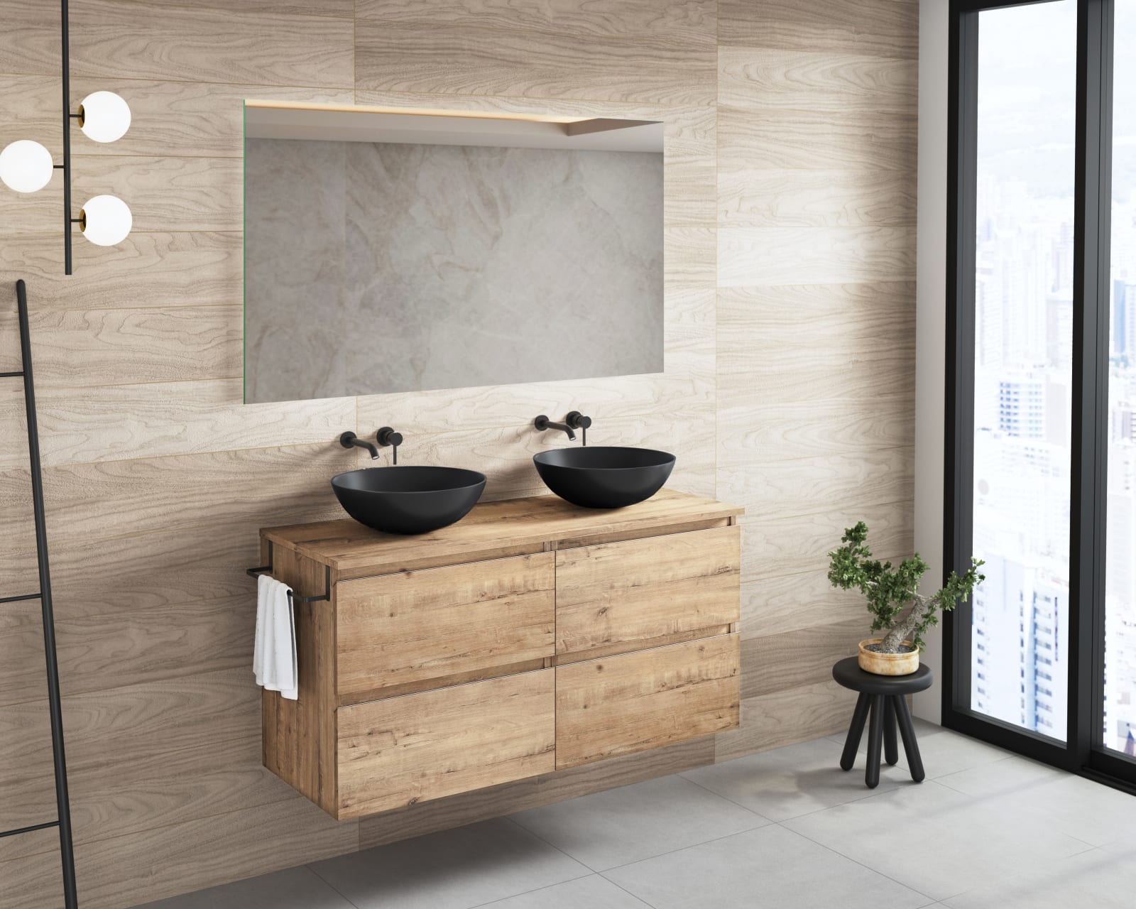 Mueble de baño con encimera de madera Bruntec Roma Principal 0