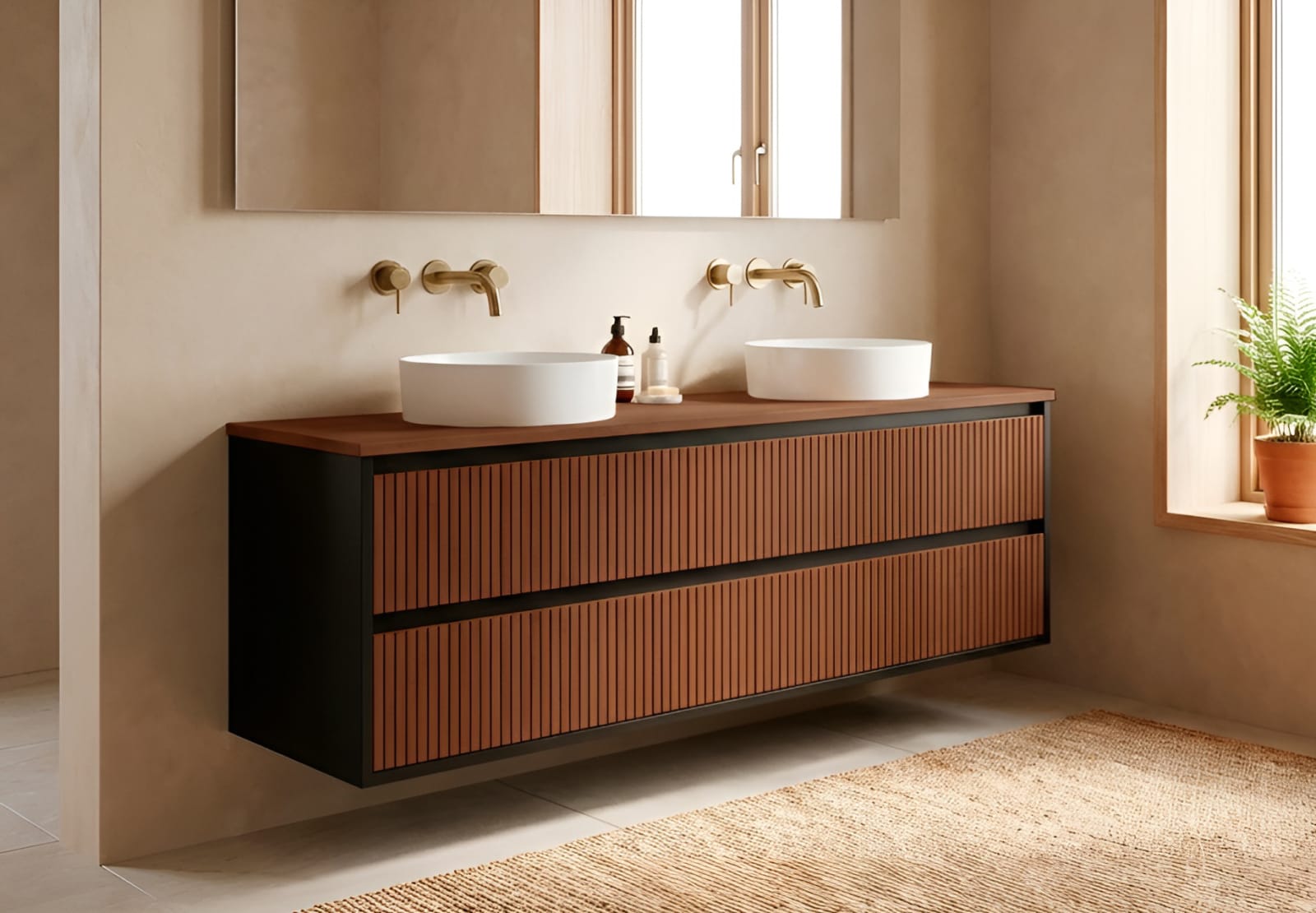 Mueble de baño madera maciza con encimera de madera Bruntec Alpes 18 Principal 0