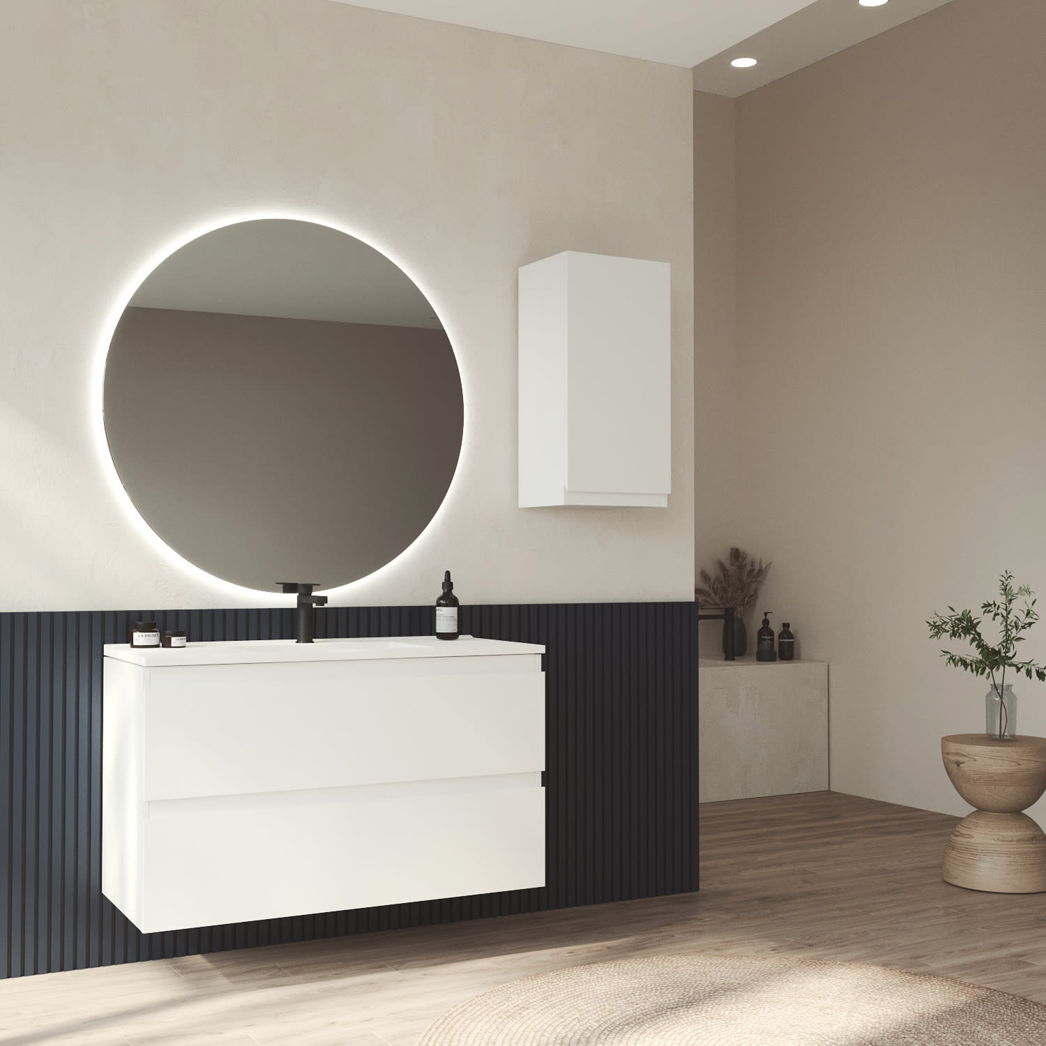 Mueble de baño MDF lacado fondo reducido 37.8 cm Bruntec Vilma Principal 0