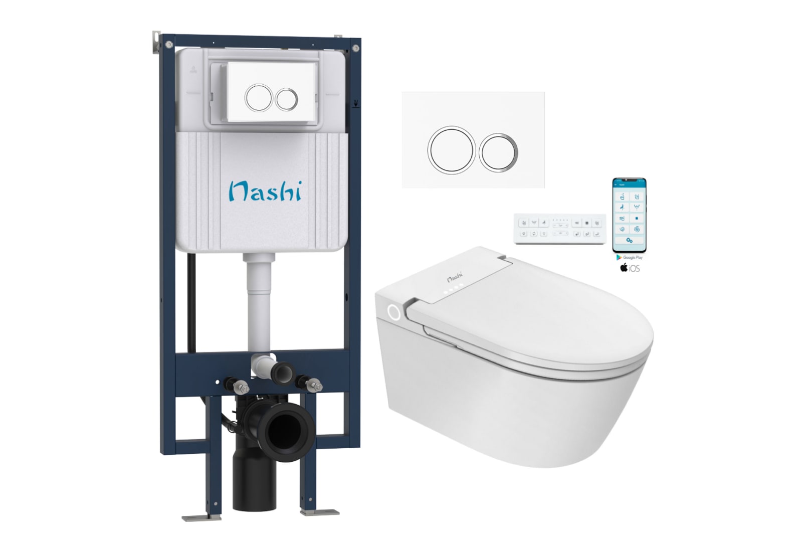 Pack Inodoro japonés inteligente suspendido + cisterna + placa accionamiento Nashi Eos Pro Principal 0