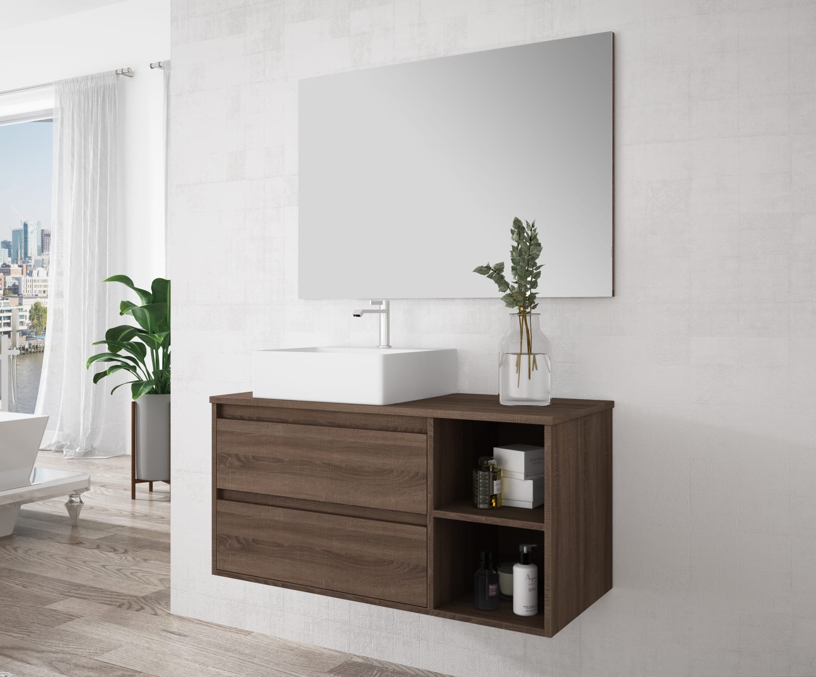 Mueble de baño con encimera de madera Bruntec Atlanta Principal 0