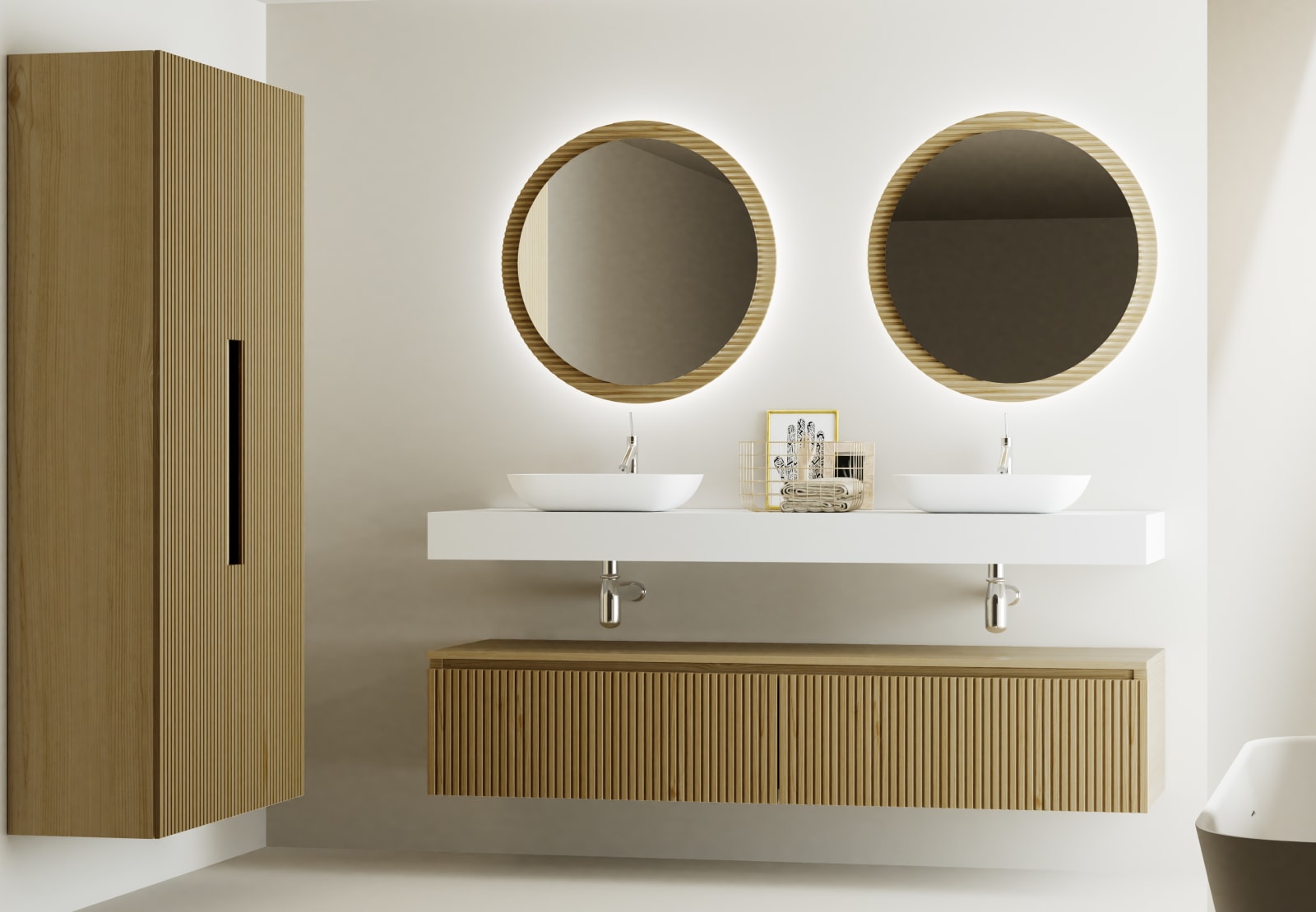 Mueble de baño con encimera solid surface y cajonera Bruntec Alpes 4 Principal 0