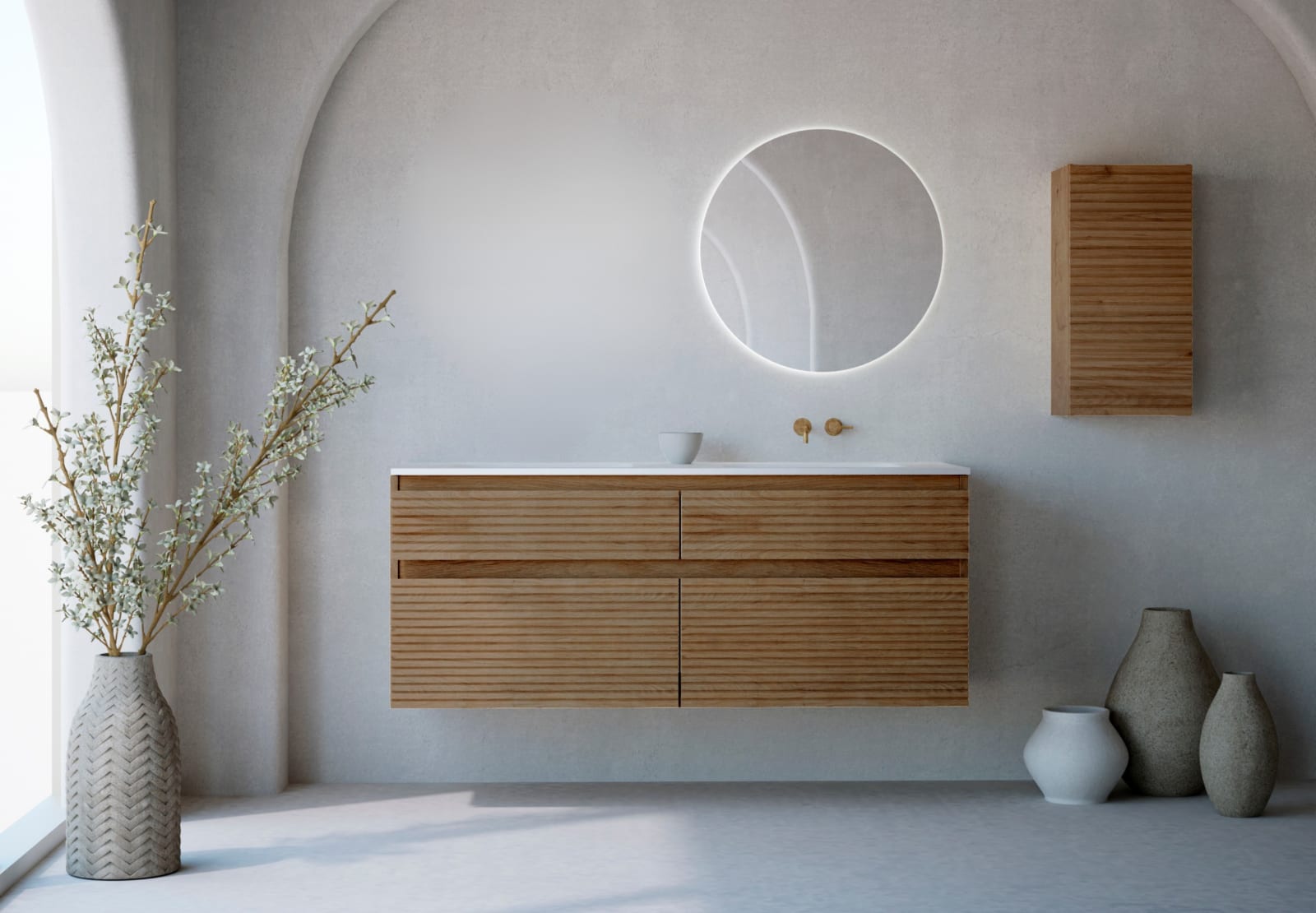 Conjunto de mueble de baño madera maciza palilleria Horizontal Bruntec Alpes 7 Principal 0