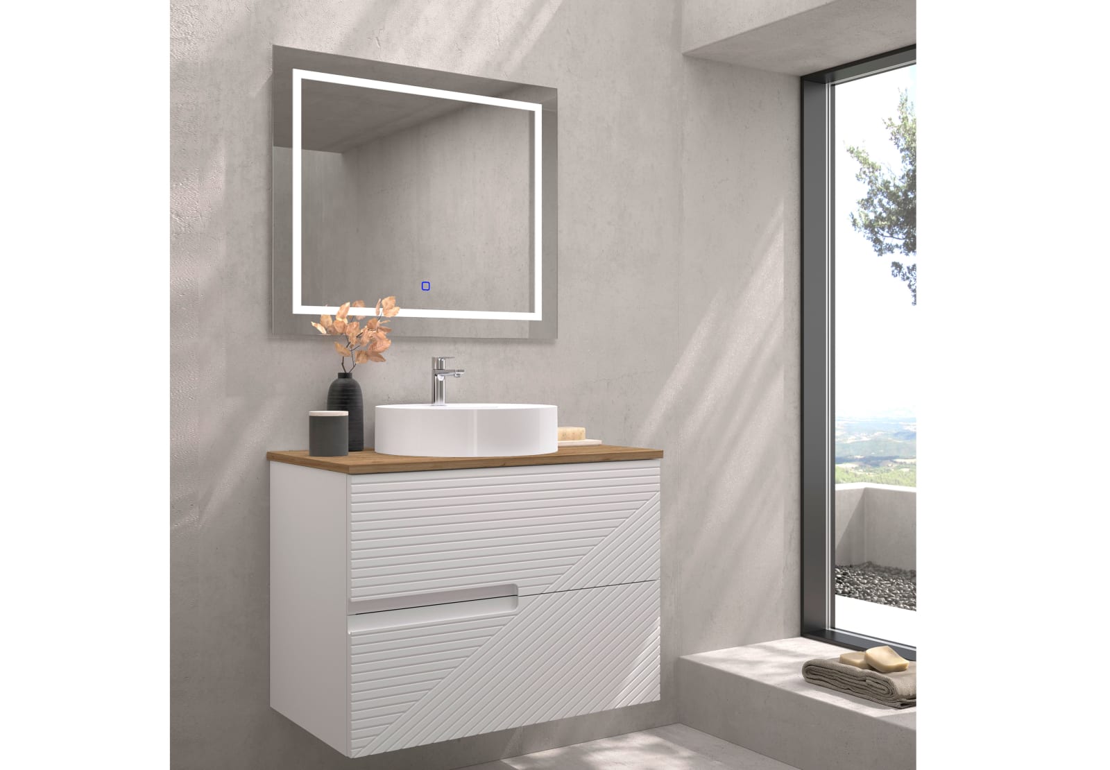 Mueble de baño con encimera de madera Bruntec Limo colores Principal 0