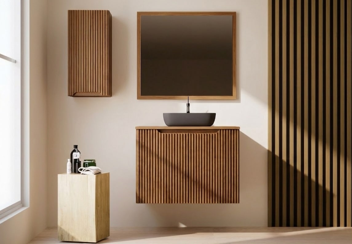 Mueble de baño con encimera de madera maciza Bruntec Alpes 14 Principal 0