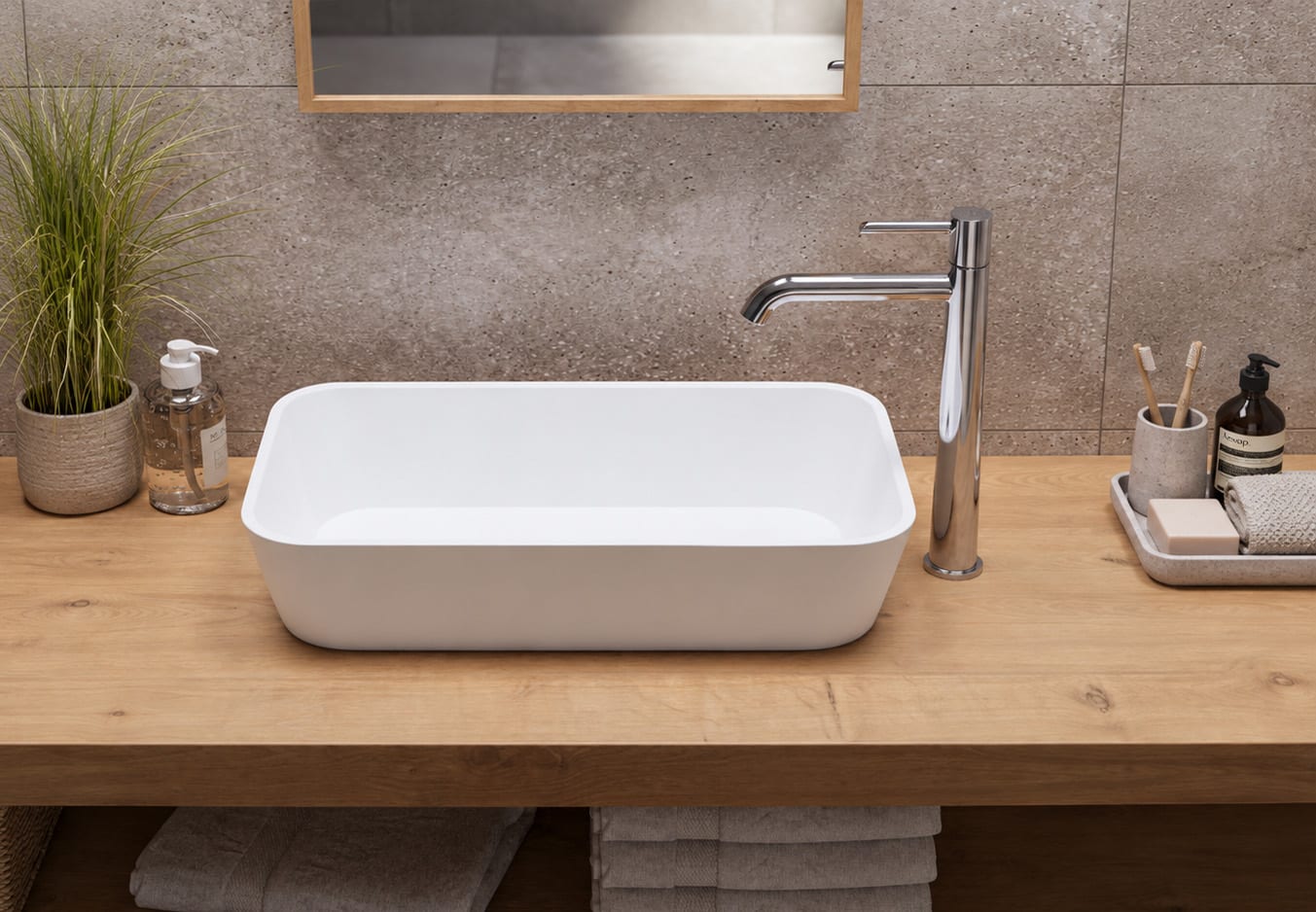Lavabo sobre encimera Art and Bath fondo reducido Biel Solid Principal 0