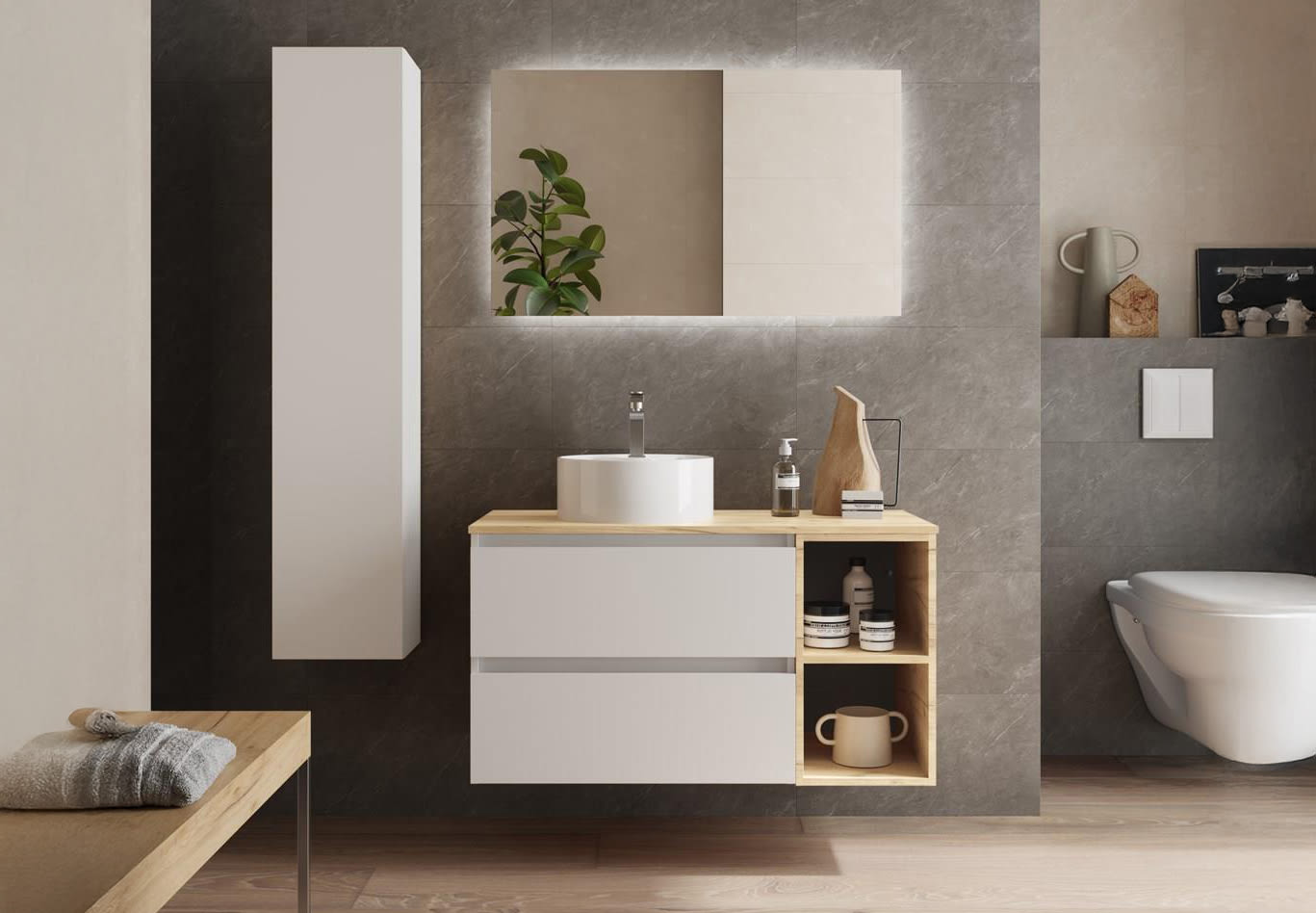 Conjunto mueble de baño con lavabo sobre encimera Salgar Bequia Principal 0