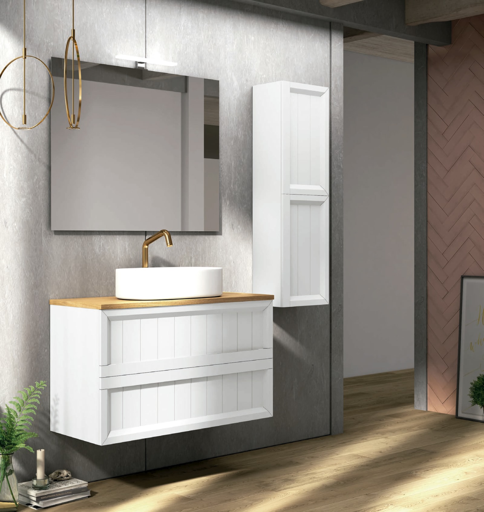 Mueble de baño con encimera de madera natural roble Terra Campoaras Principal 0