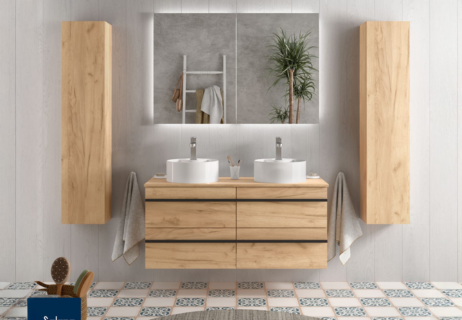 Conjunto mueble de baño con lavabo sobre encimera Salgar Born Principal 0