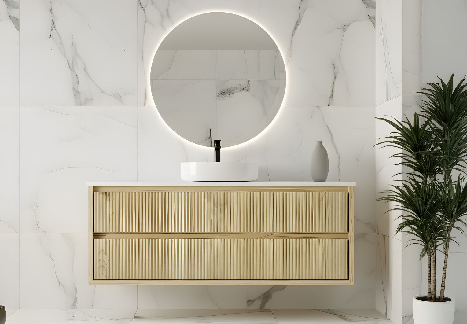 Mueble de baño madera maciza con encimera solid surface Bruntec Alpes 19 Principal 0