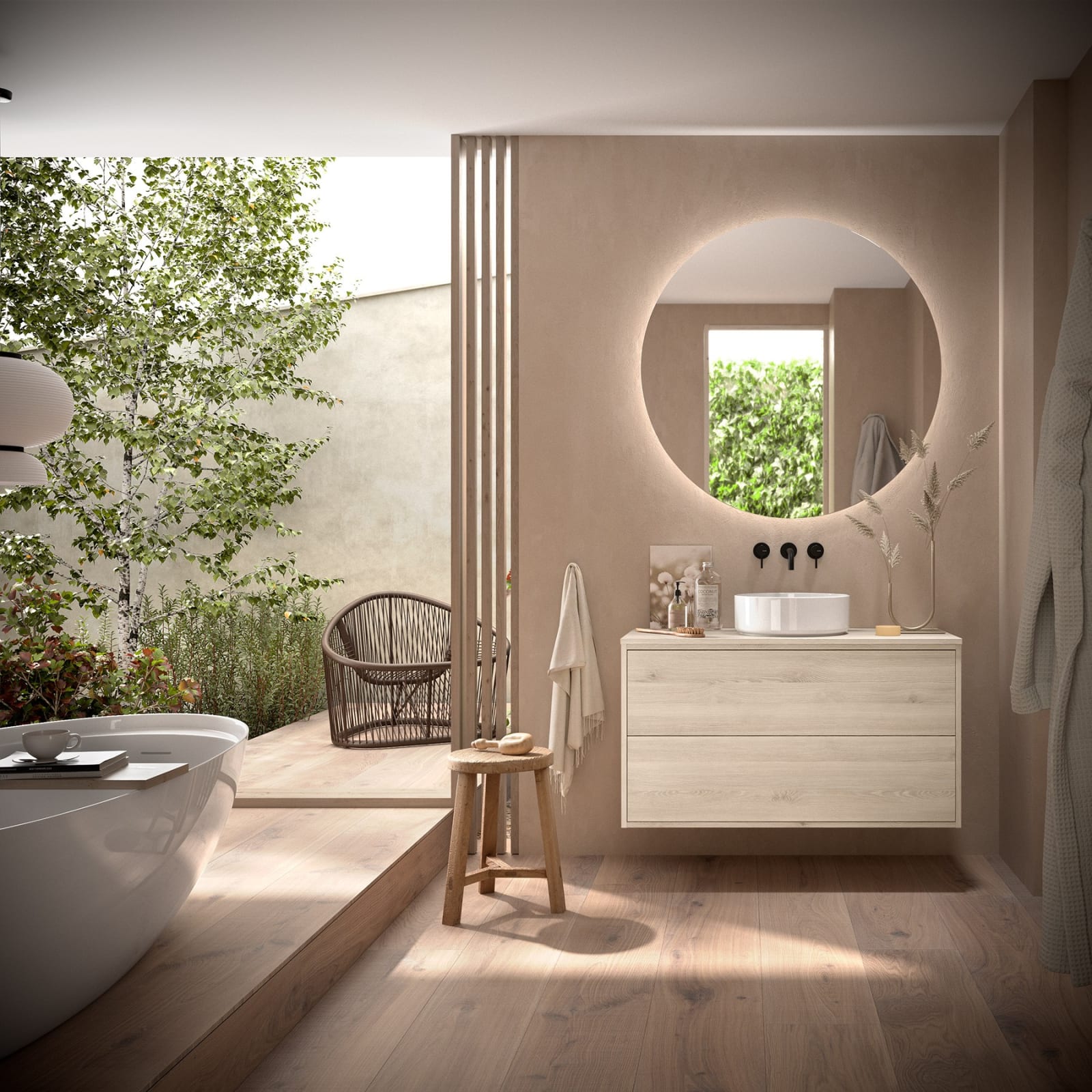 Conjunto mueble de baño con encimera de madera Salgar Optimus Principal 0