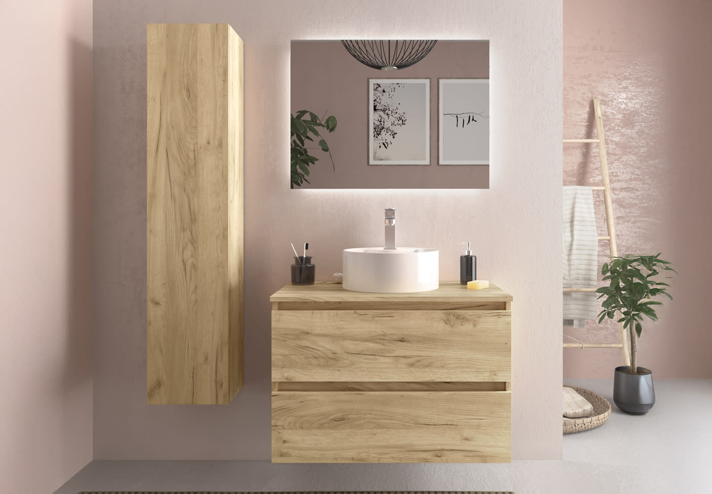 Mueble de baño para lavabo sobre encimera Salgar Bequia nórdico Principal 0
