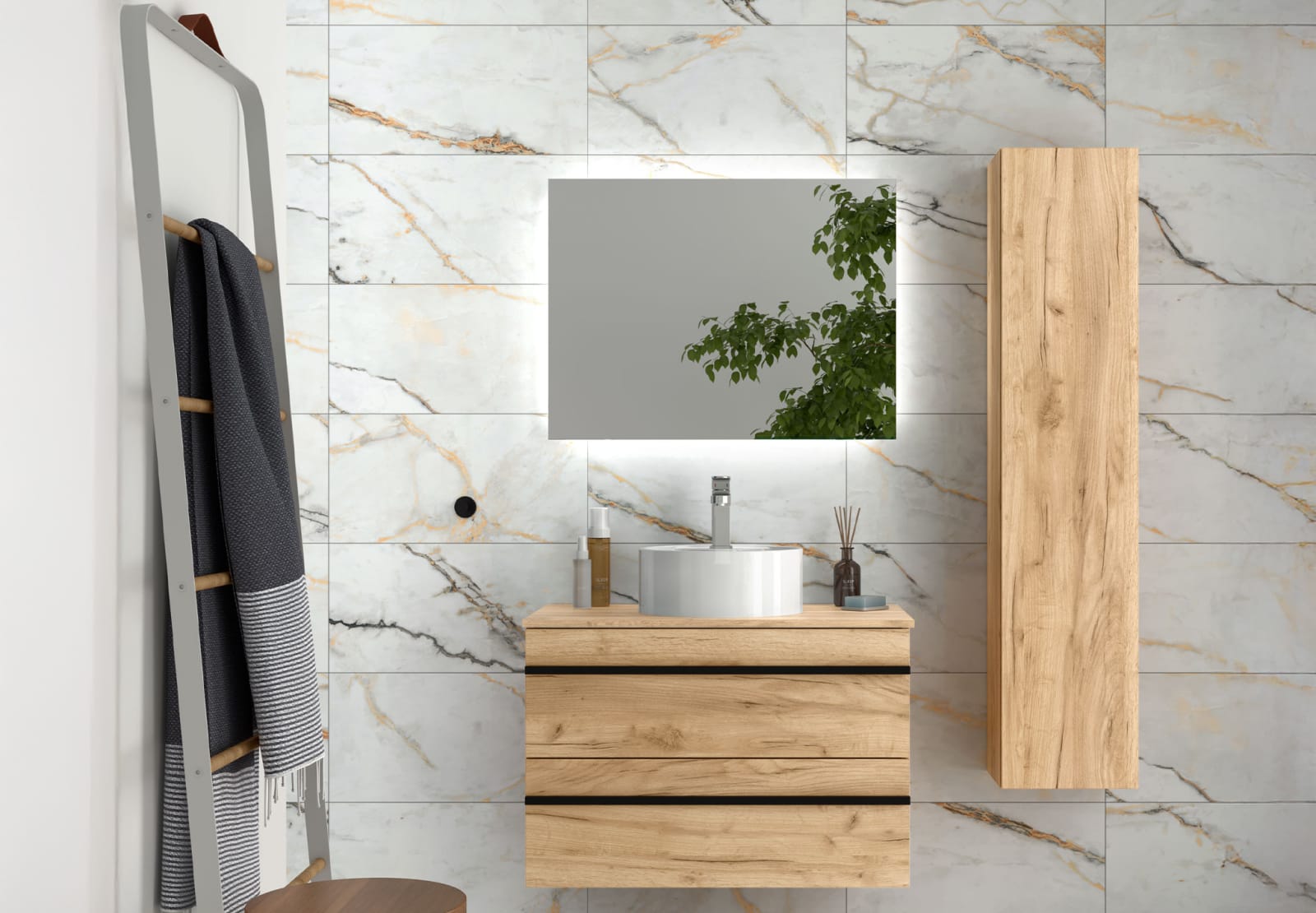 Conjunto mueble de baño con lavabo sobre encimera Salgar Born Principal 0