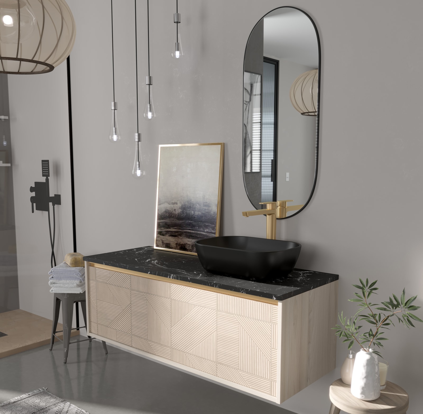 Mueble de baño con encimera Stein de piedra Torvisco Duc Principal 0