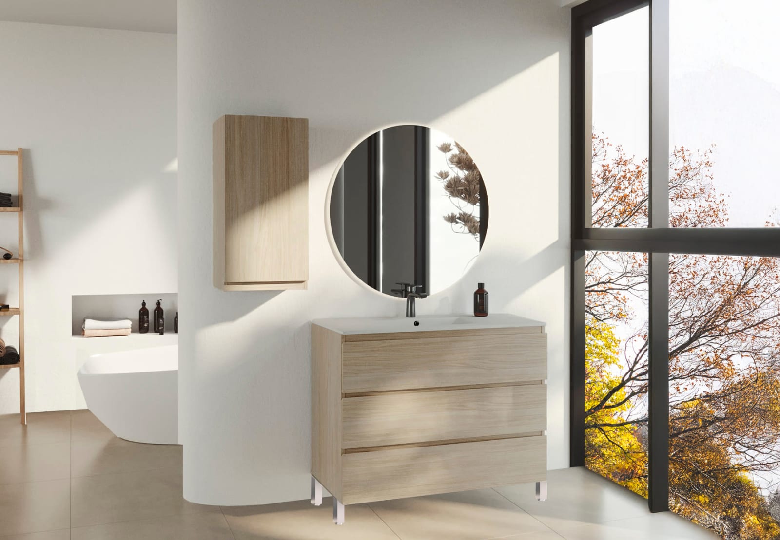 Mueble de baño color madera fondo reducido 37.8 cm Bruntec Vilma Principal 0