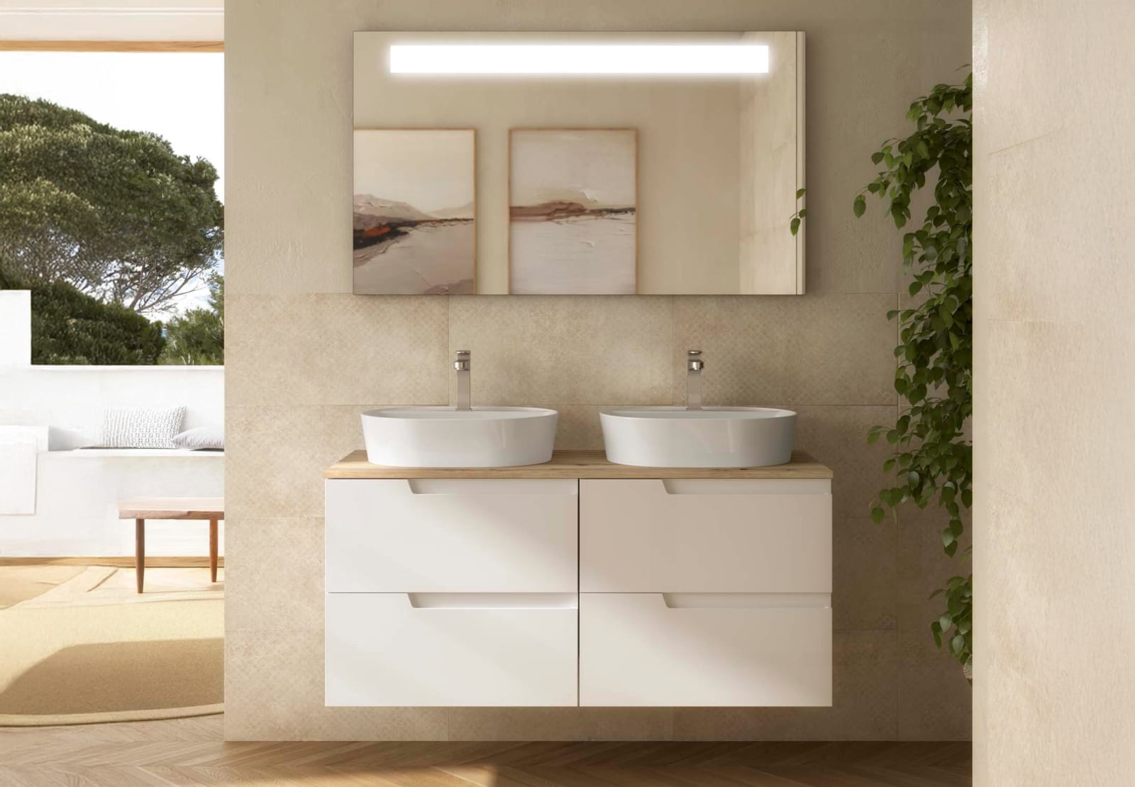 Mueble de baño con encimera roble montana Salgar Vima Principal 0