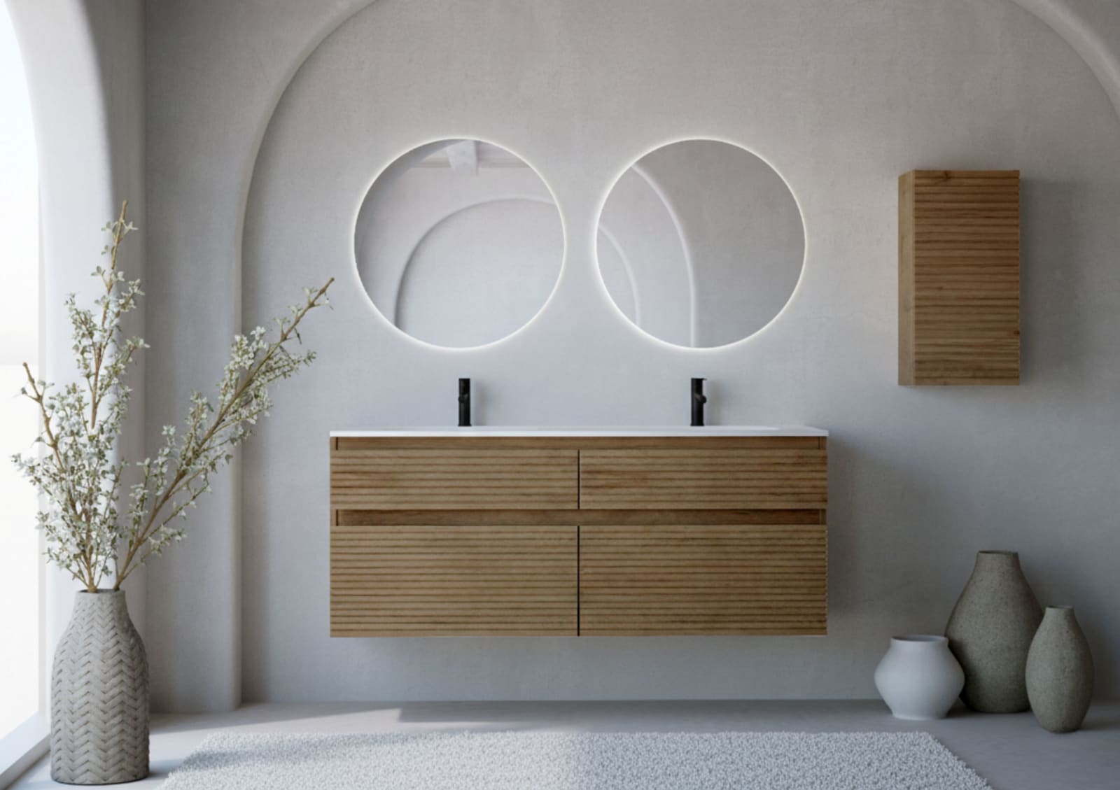 Conjunto de mueble de baño madera maciza palilleria Horizontal Bruntec Alpes 7 Principal 0