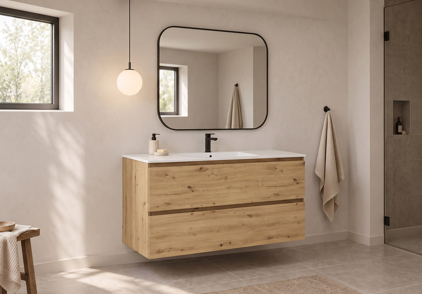 Mueble de baño color madera fondo reducido 37.8 cm Bruntec Vilma Principal 0