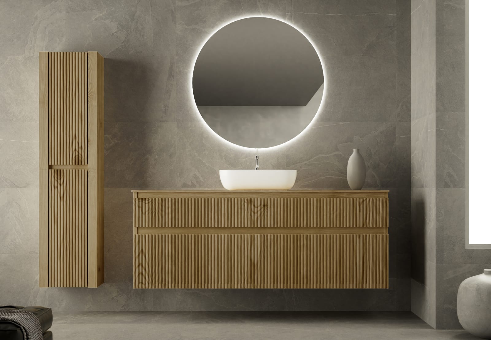 Mueble de baño con encimera de madera maciza Bruntec Alpes Principal 0
