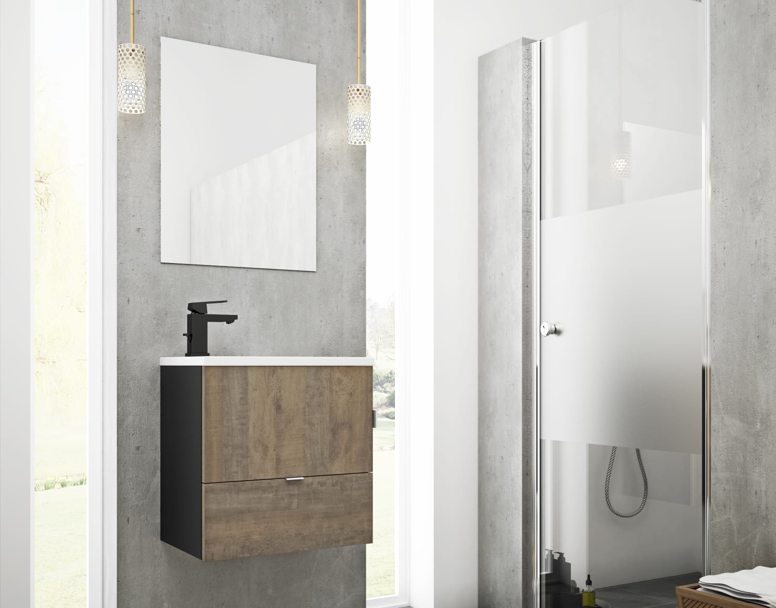 Conjunto mueble de baño fondo reducido 35 cm Campoaras Petit Principal 0