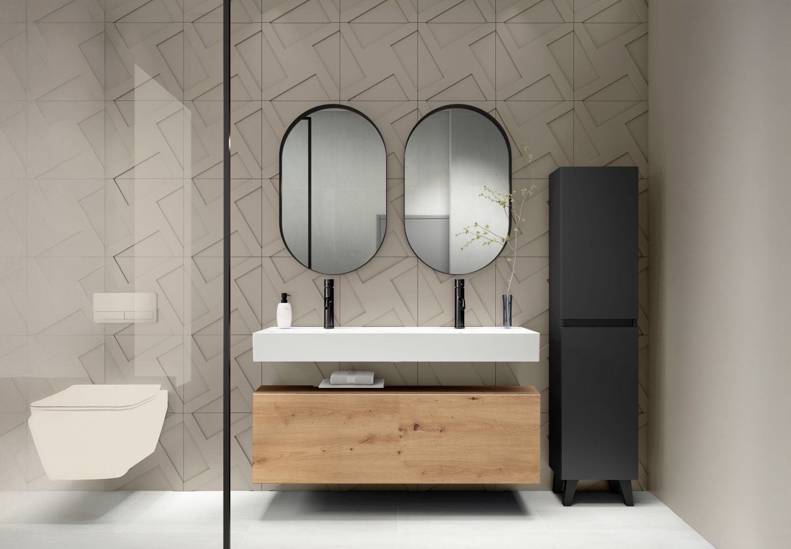 Conjunto mueble de baño con lavabo de cerámica de 12 cm de alto y cajonera Viso Nomad Principal 0