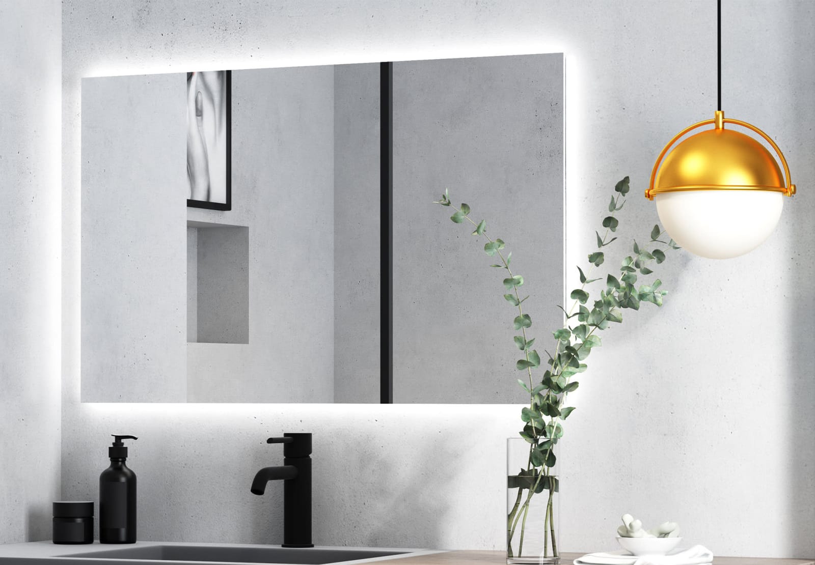 Espejo de baño con luz LED Bruntec Dune Principal 0