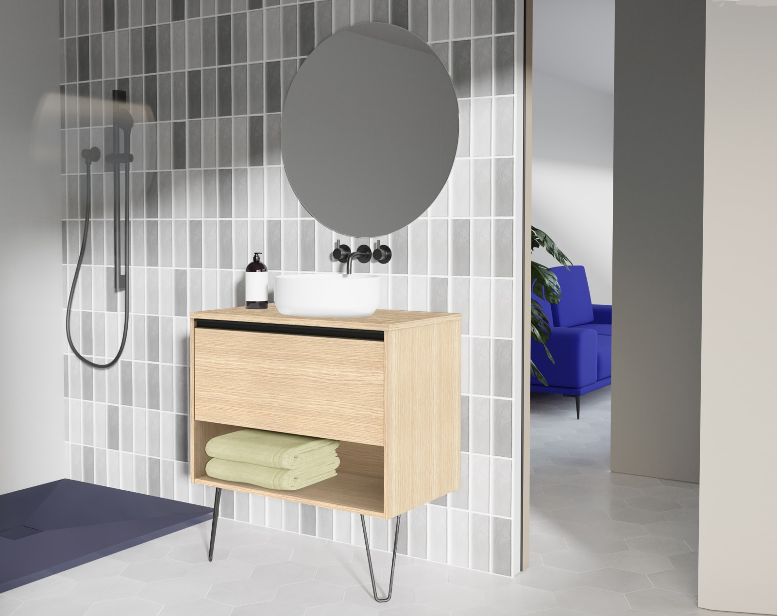 Conjunto mueble de baño con lavabo sobre encimera Amizuva Yoko Top Principal 0