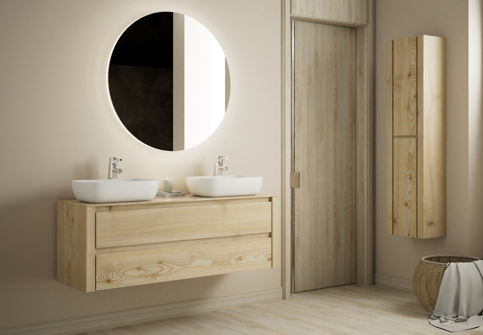 Mueble de baño con encimera de madera maciza Bruntec Laponia Principal 0