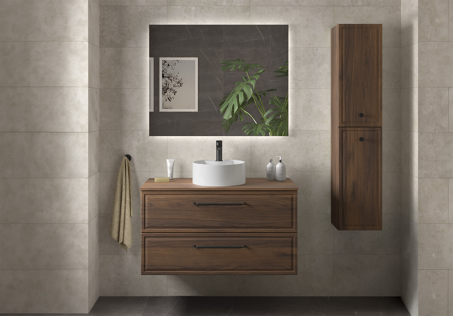 Conjunto mueble de baño Salgar Runa con lavabo sobre encimera Principal 0