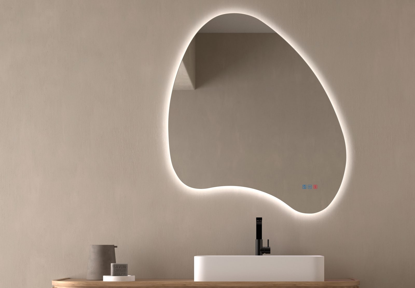 Espejo de baño con luz LED Bruntec Wave Principal 0