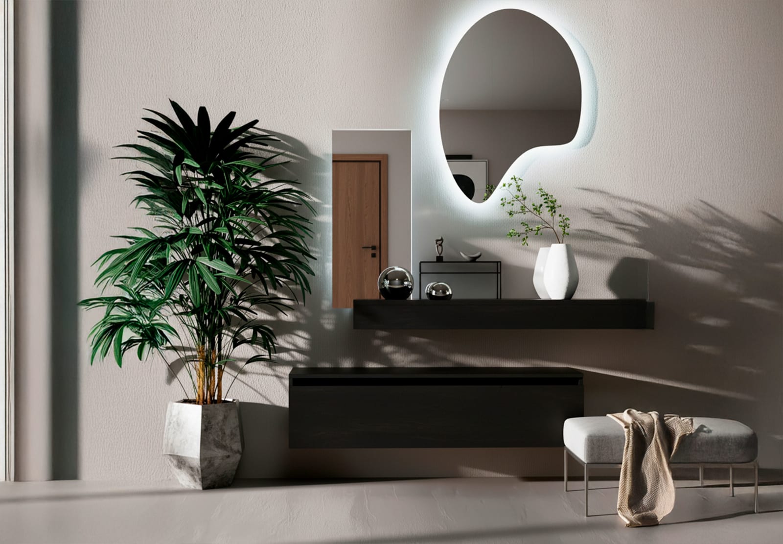 Espejo de baño con luz LED Bruntec Wave Principal 0