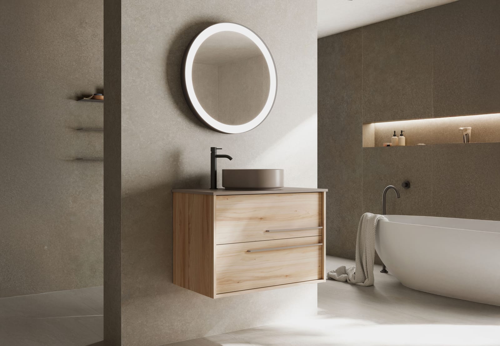 Mueble de baño con encimera de madera Viso Aqua Principal 0
