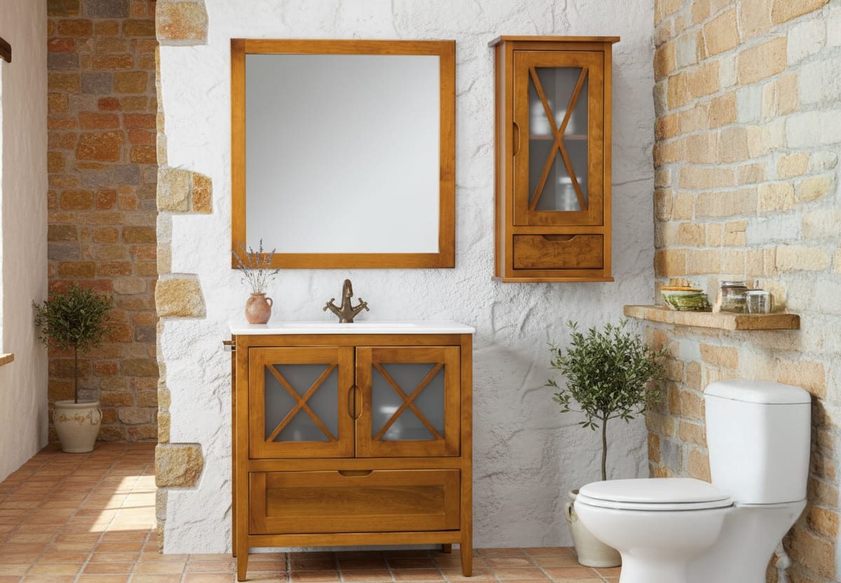 Conjunto mueble de baño rústico Bruntec Kai Principal 0
