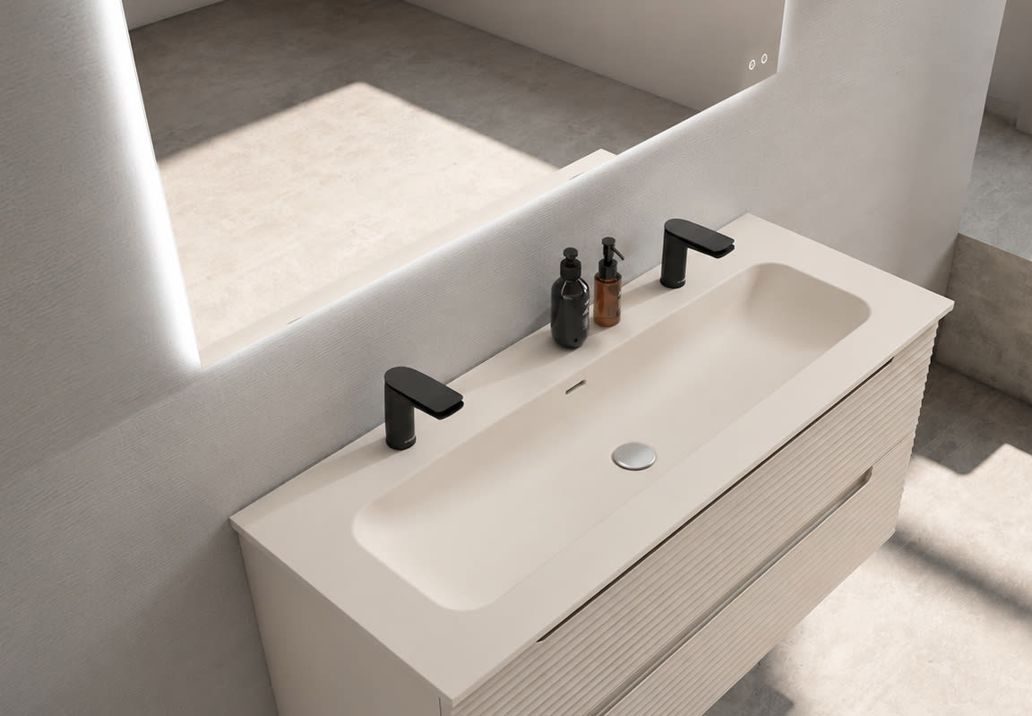 Lavabo encastrado para dos grifos de un seno Viso Idea Match Principal 0