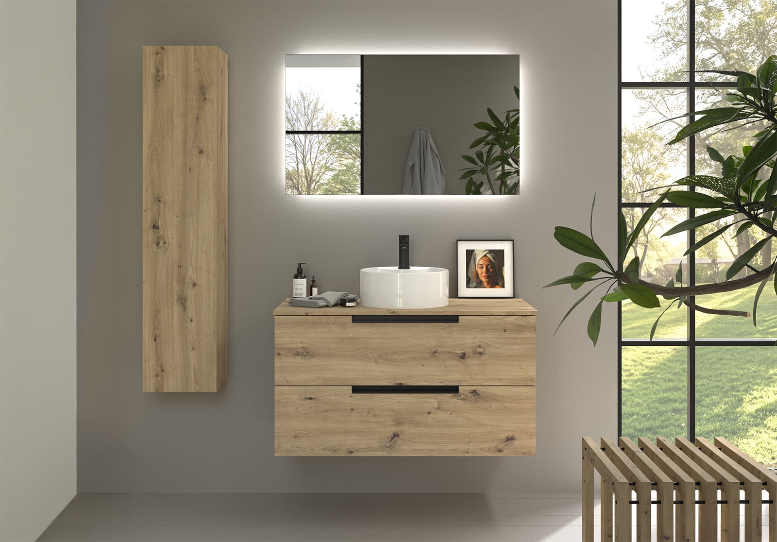 Conjunto mueble de baño Salgar Leni con lavabo sobre encimera Principal 0