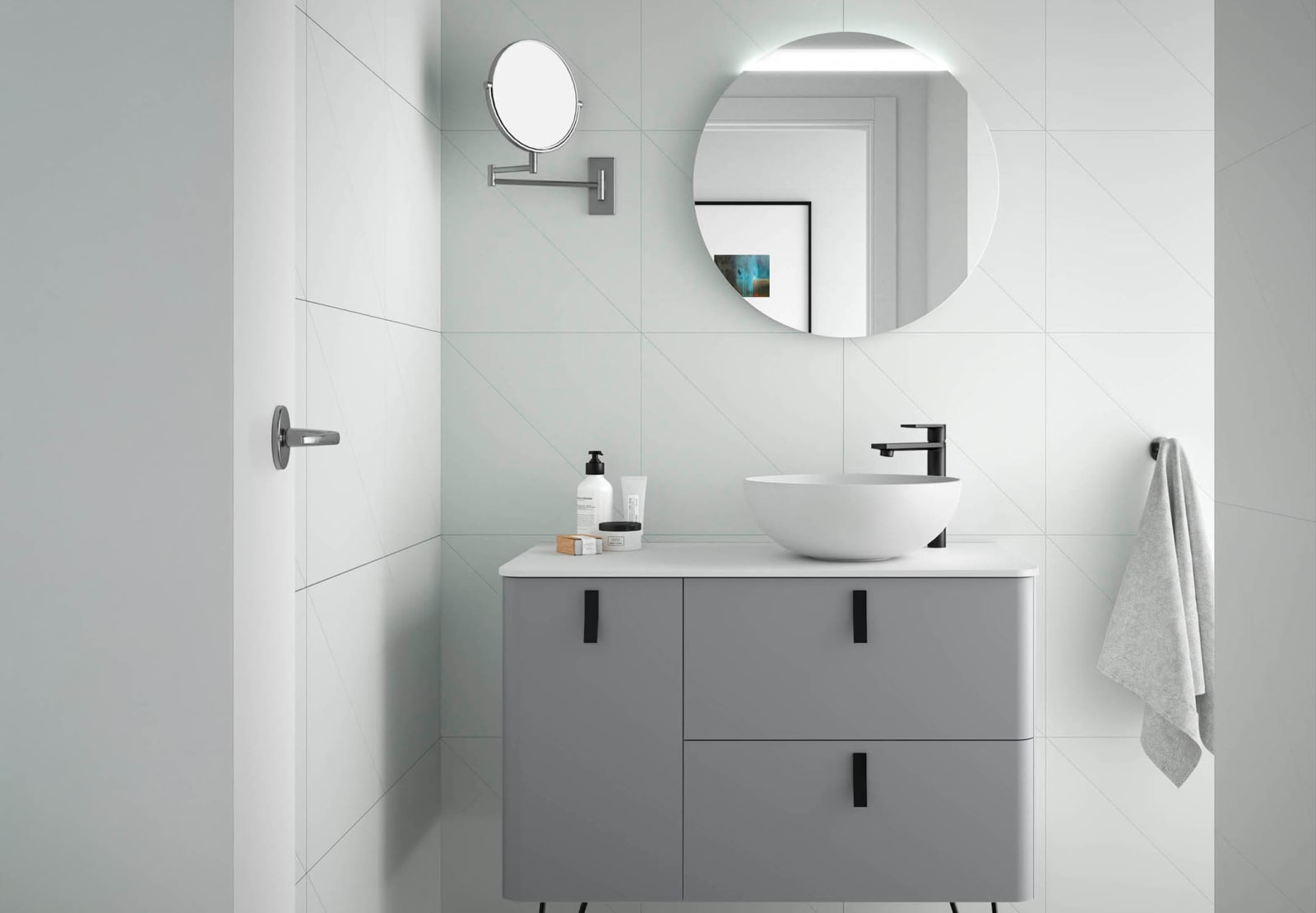 Mueble de baño con encimera solid surface Salgar Uniiq Principal 0