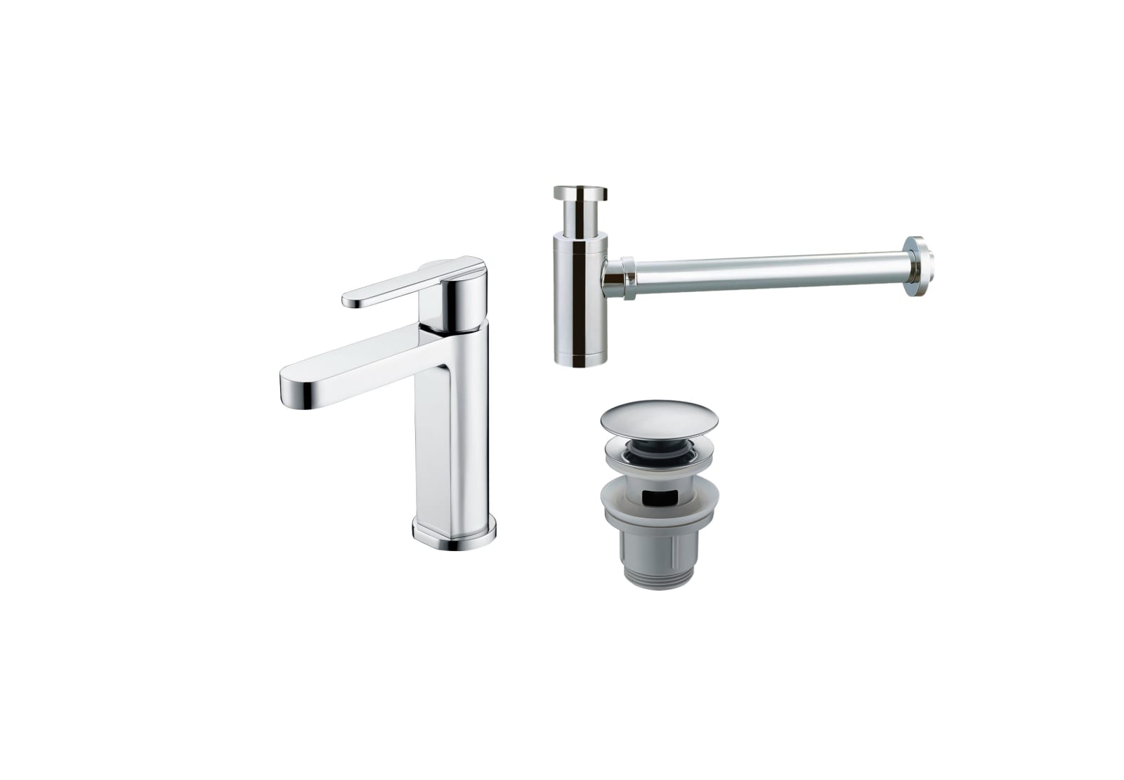Pack Grifo de lavabo Roma + Válvula click-clack + Sifón Imex Principal 0